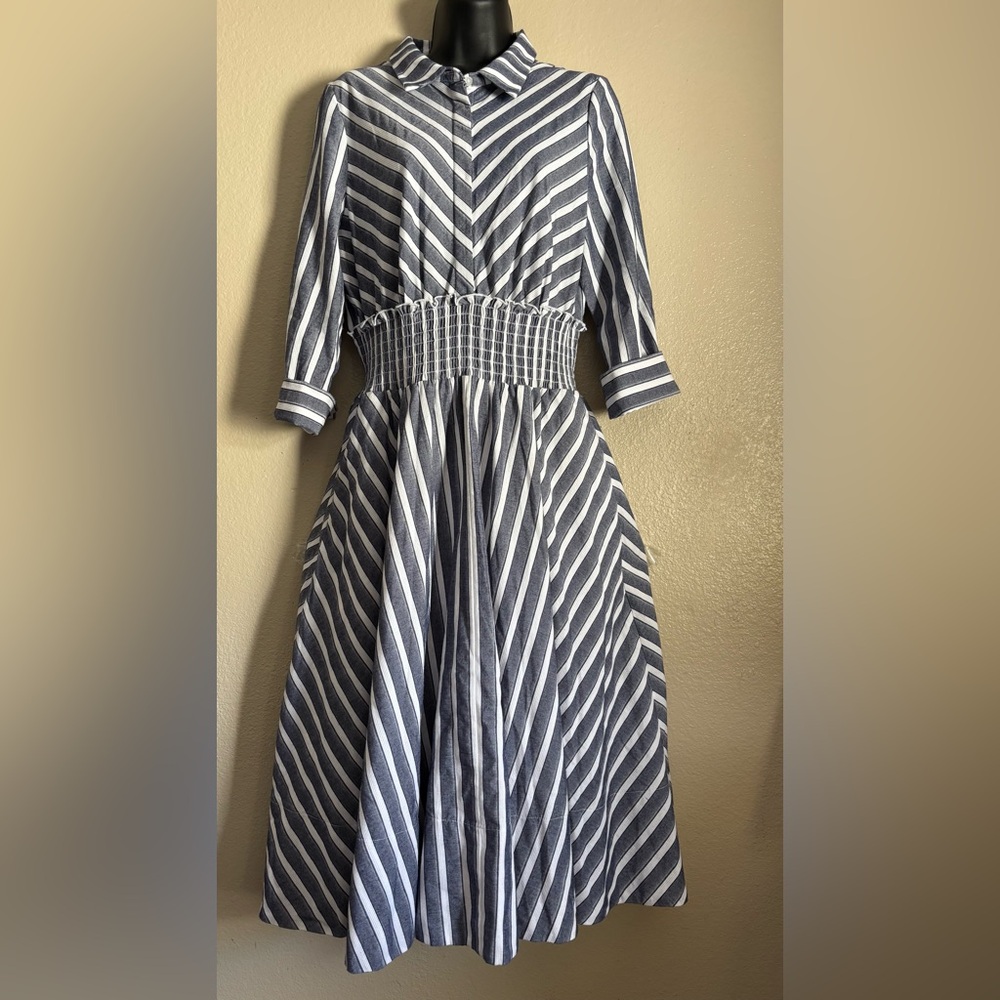 Eliza J Black and White Fit and Flare Dress with Pleated Skirt Size 12